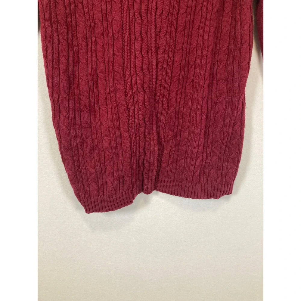Classic Karen Scott Women XXL Burgundy Cable‎ Knit Shawl Cardigan Sweater